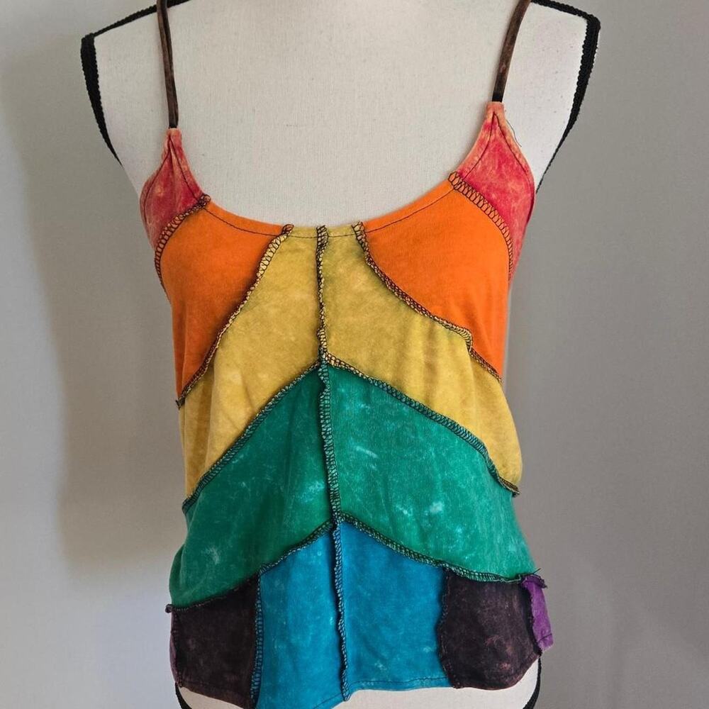 Jayli womens rainbow tie dye tank large